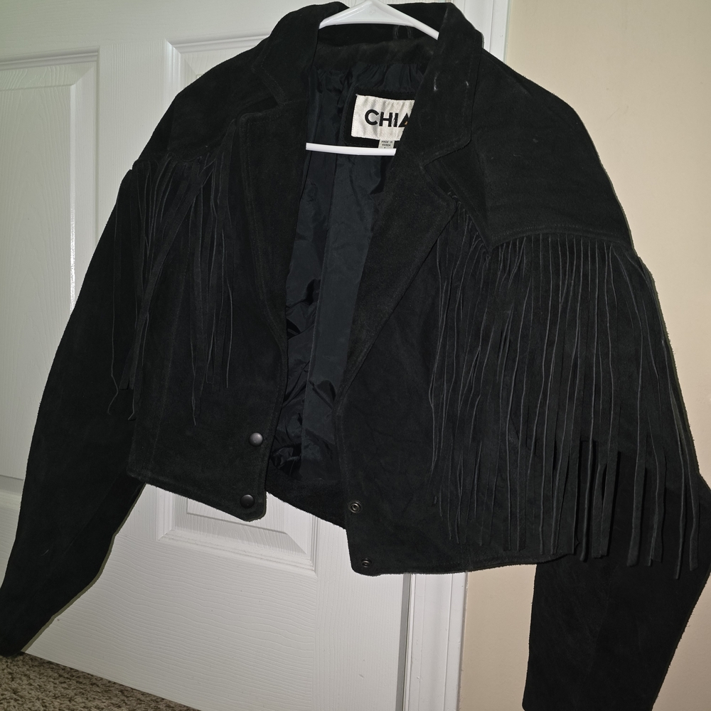Vintage CHIA Suede Fringe Cropped Jacket